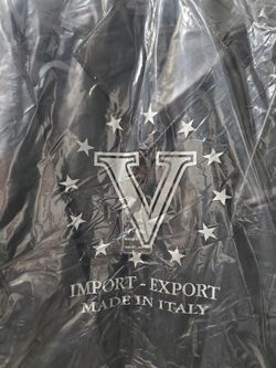 "V" Made in Italy Men's Faux Leather Black Button Jacket
