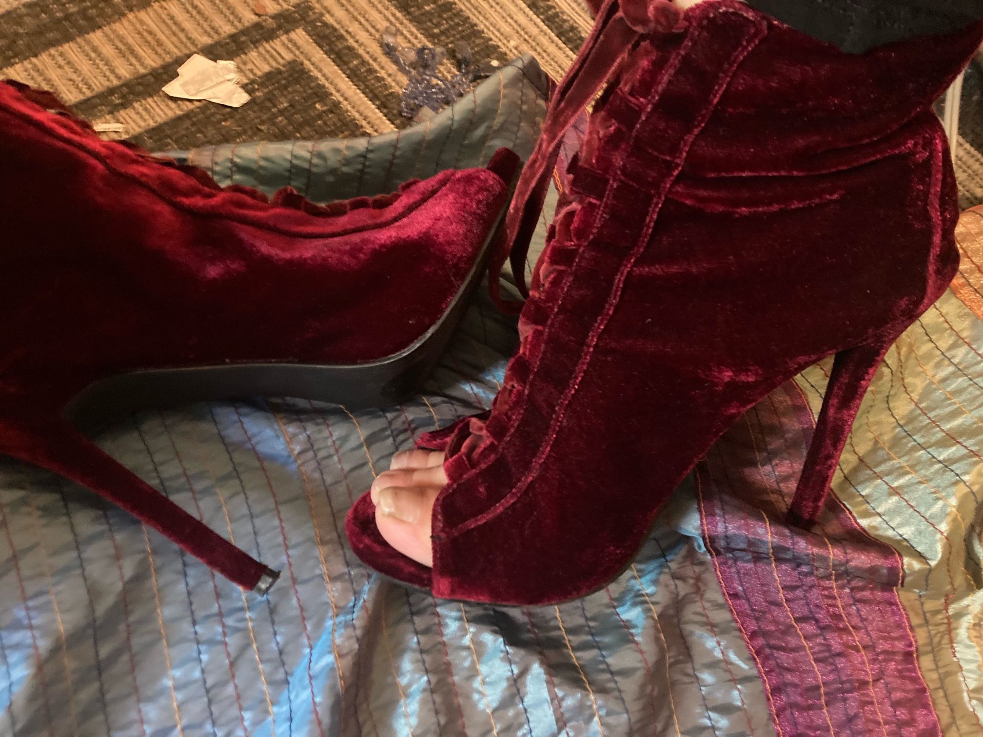 Maroon Vintage Boot Heels