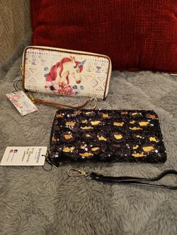 Brentano Sequin Leopard Wristlet Wallet & BOHO EPPIE – Set of 2