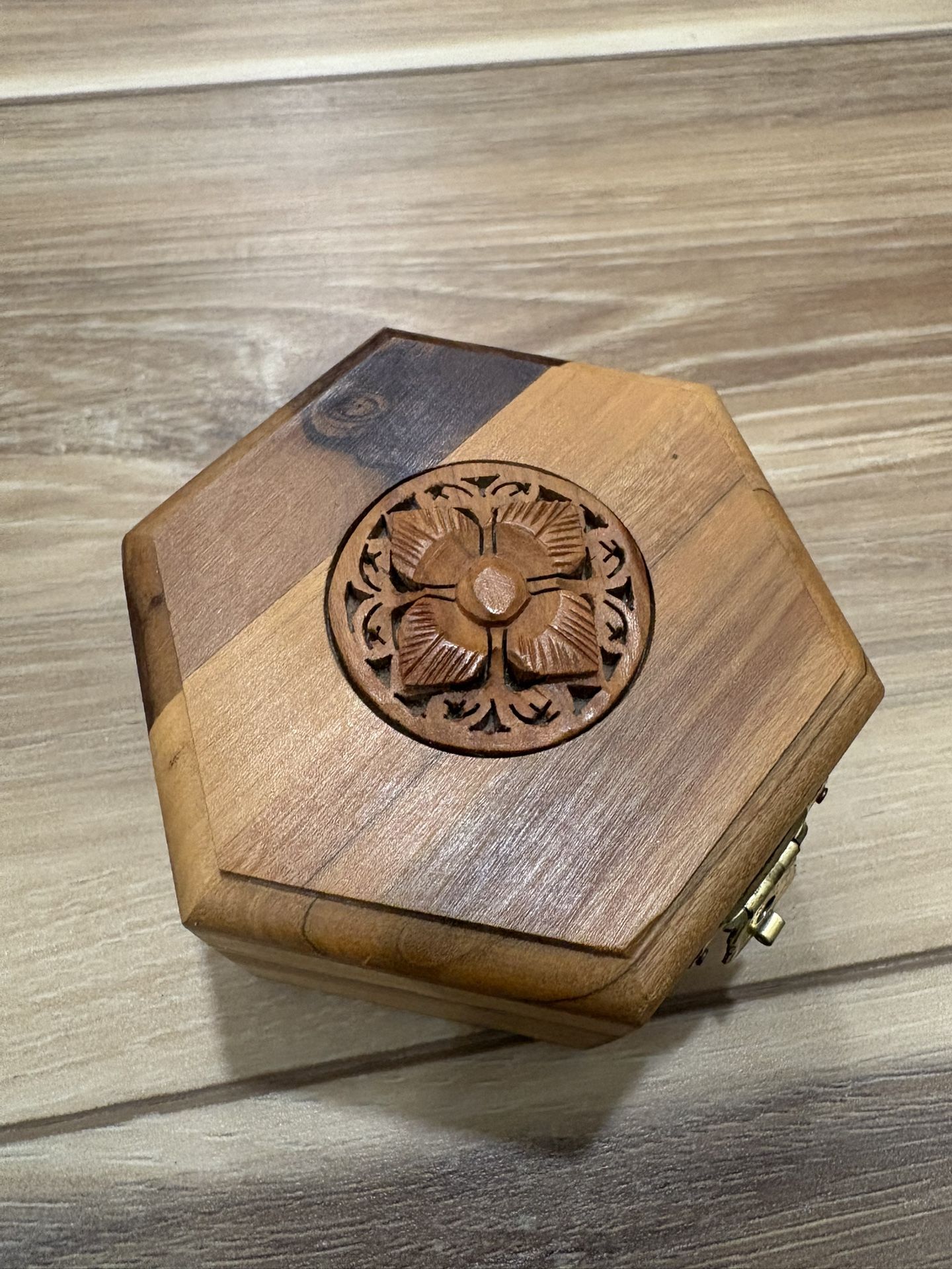 Vintage Wooden Trinket Jewelry Box