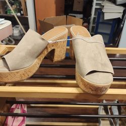 Tan Slip On Heels Brand New