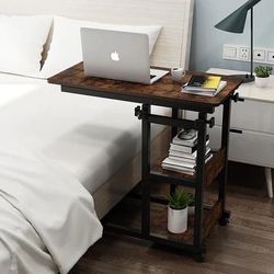 New Height Adjustable Bedside C Table, Rustic Brown