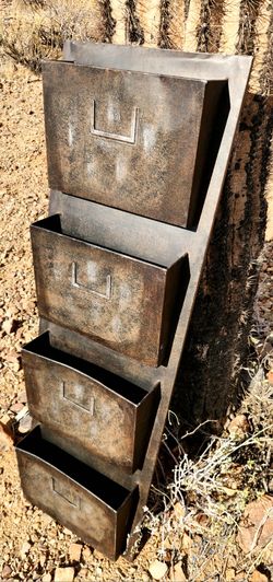 Large Rustic Metal 4 Slot Mail Organizer 