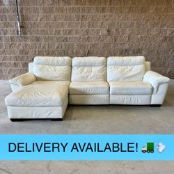 Ivory Natuzzi Real Leather Power Reclining Sectional (DELIVERY AVAILABLE! 🚛💨)