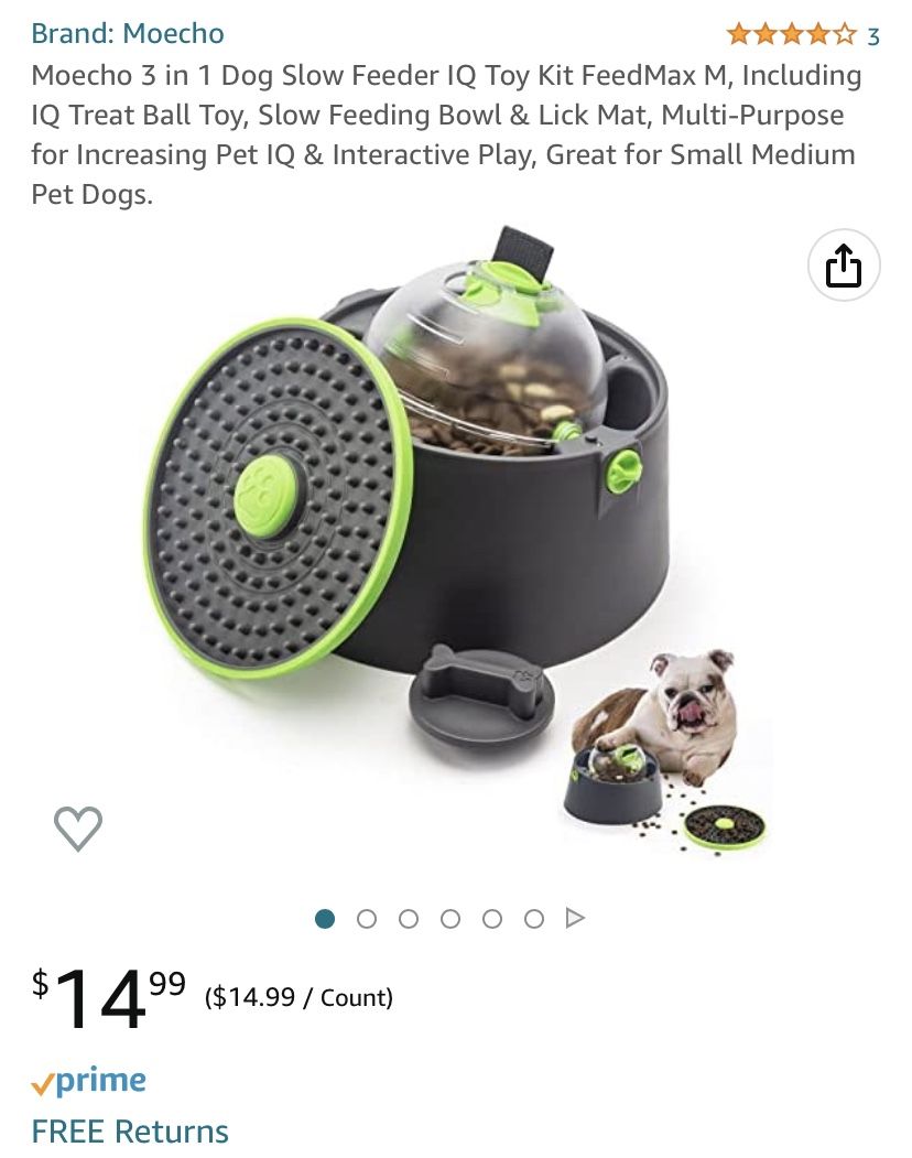 Moecho 3 in 1 Dog Slow Feeder IQ Toy Kit FeedMax M, Including IQ Treat Ball Toy, Slow Feeding Bowl & Lick Mat, Multi-Purpose for Increasing Pet IQ & I