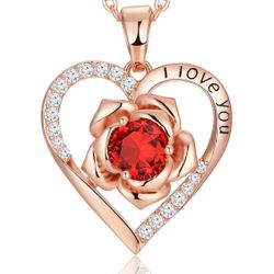 Rose Gold Heart Pendant Necklace for Women