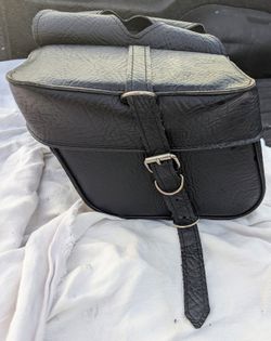 Now Only $40! Black Leather Slanted Box Style Dual Saddlebags