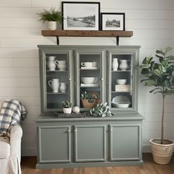 2pc Custom Refinished China Cabinet- delivery available 