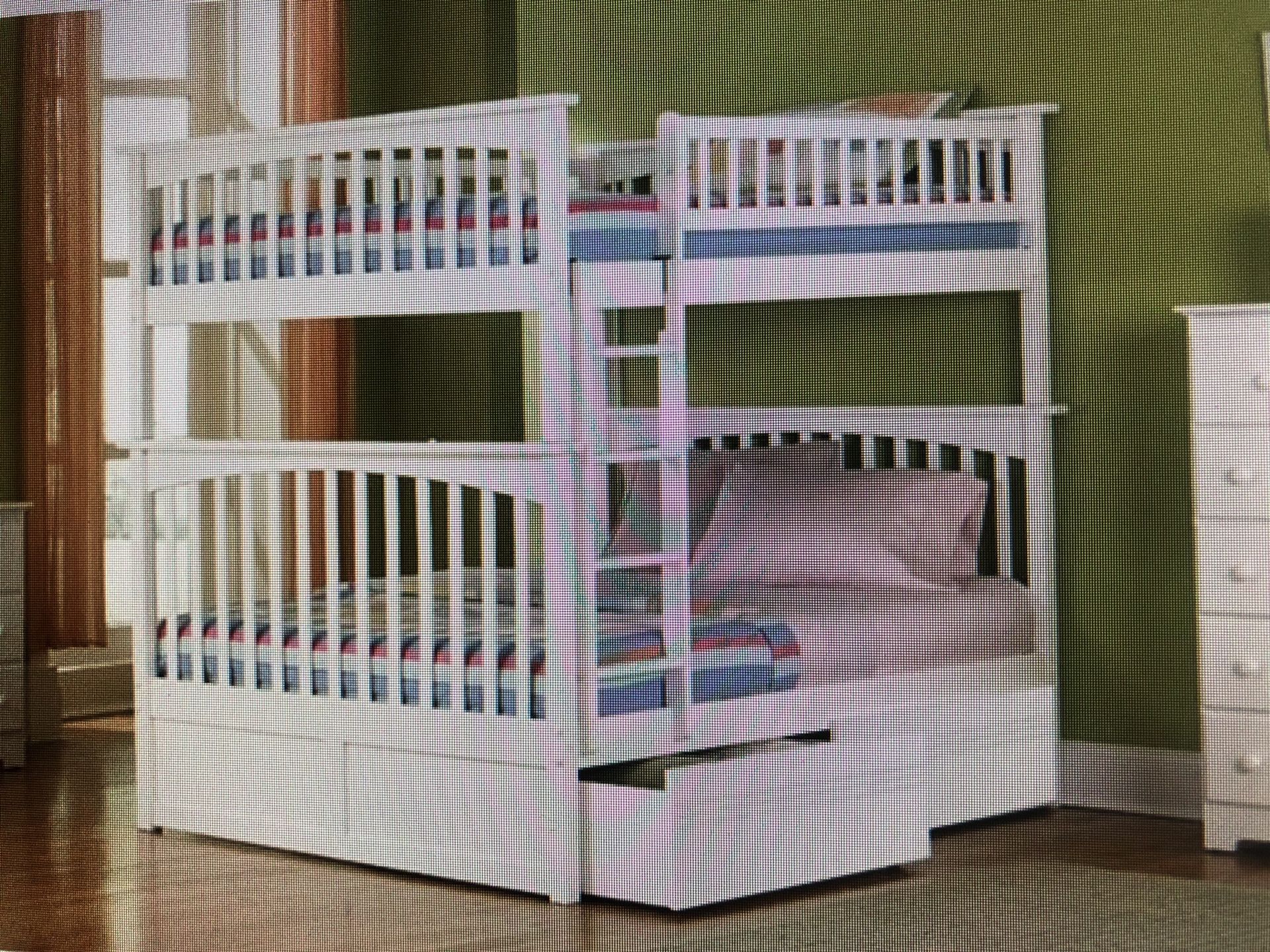 Full over full bunk bed with storage drawers