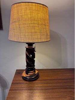 Beautiful antique hand carved wood lamp