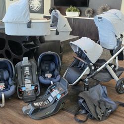 Uppababy VISTA v2 double Stroller For Twins Two Bassinets Car Seats Toddlerseat Rumbleseat
