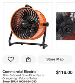 Commercial Electric 16-Inch Drum Floor Fan