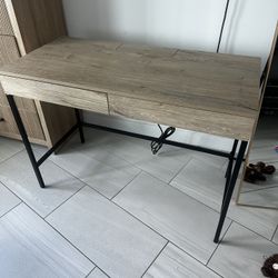 Modern Wood Desk with Built In Power Outlets and USB Ports