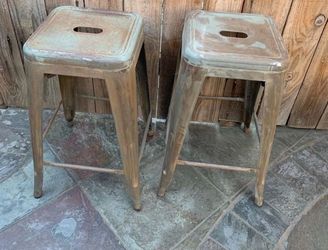 Beautiful  Vintage Set Two Metal Bar Stool