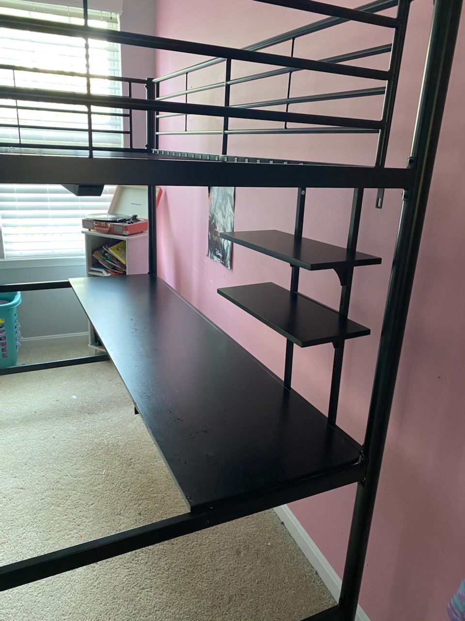 Full Size Loft Bed with attached desk
