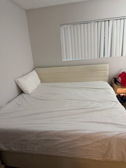 King Bed Frame with Upholstered Headboard