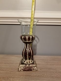 Candle holder; creme and brown- $7