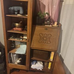 Antique American Oak "Side-by-Side" Secretary Desk And Bookcase