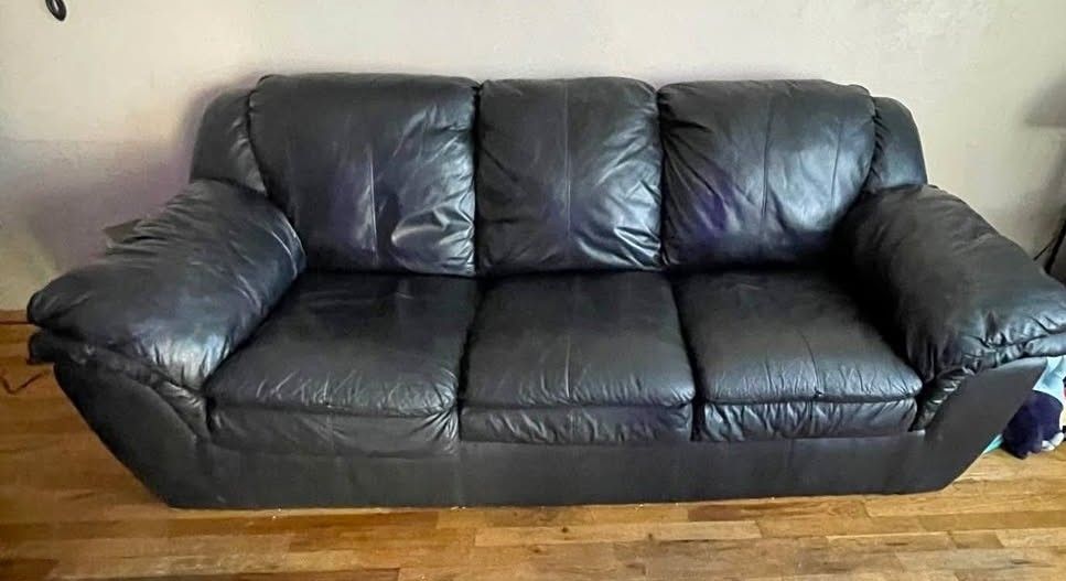 Black Leather Couch And Chair $60