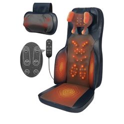 Neck and Back Massager with Heat - 3D Kneading & Vibration Full-Back Massage Cushion to Ease Muscle Stiffness, Adjustable Intensity & Height for Offic