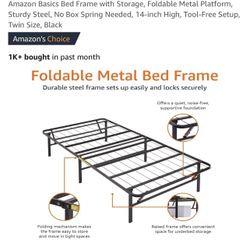 $25 Twin Foldable Metal Bed Frame, 14 Inches Under Storage Space, Never Used From Amazon 