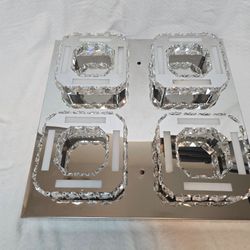 Modern Crystal LED Ceiling Light Fixture – 4-Light Chrome Flush Mount Chandelier