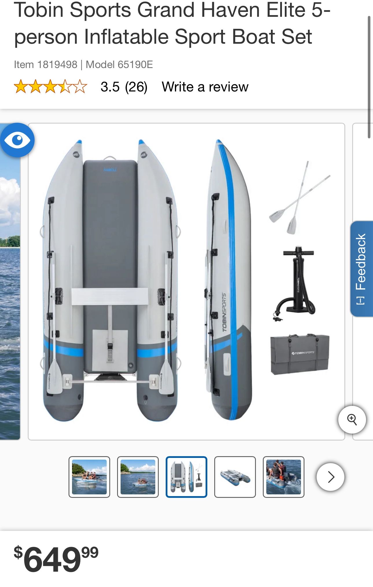 Tobin Sports Grand Haven Elite 5-person Inflatable Sport Boat Set