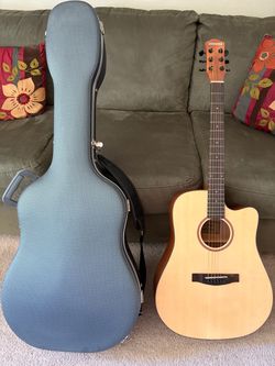 Donner Acoustic Cutaway Guitar with Premium Cahaya Hard Case – Like New