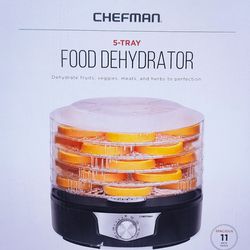 Chefman 5-Tray Food Dehydrator, 11.4-Inch Transparent Trays, Adjustable Temperature Control, Create Dried Snacks For The Family, Prepare Fruits, Jerky