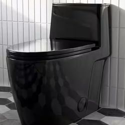 Los Flexi 17.3 in. Elongated Black One-Piece Toilet with Rimless Swirl Flush, ADA Height Toilet Bowl, Dual Flush 1.0/1.28 GPF