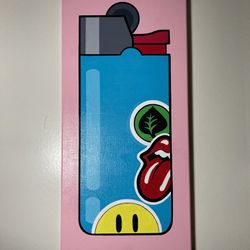 Bic Lighter Canvas Acrylic Painting 