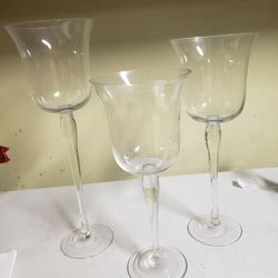 Tall Candle Holders, Clear Glass