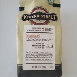 SEALED Verena Street Sunday Drive Decaf Swiss Water Process Ground Coffee.