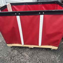 Uline H-1580 20 Bushel Red Vinyl Basket Truck Bulk Material Handler Heavy Duty Not used.