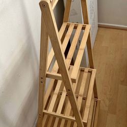 3 Tier Ladder Bamboo Shelf
