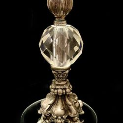 Vintage Hollywood Regency Metal And Faceted Glass Candlestick Holder