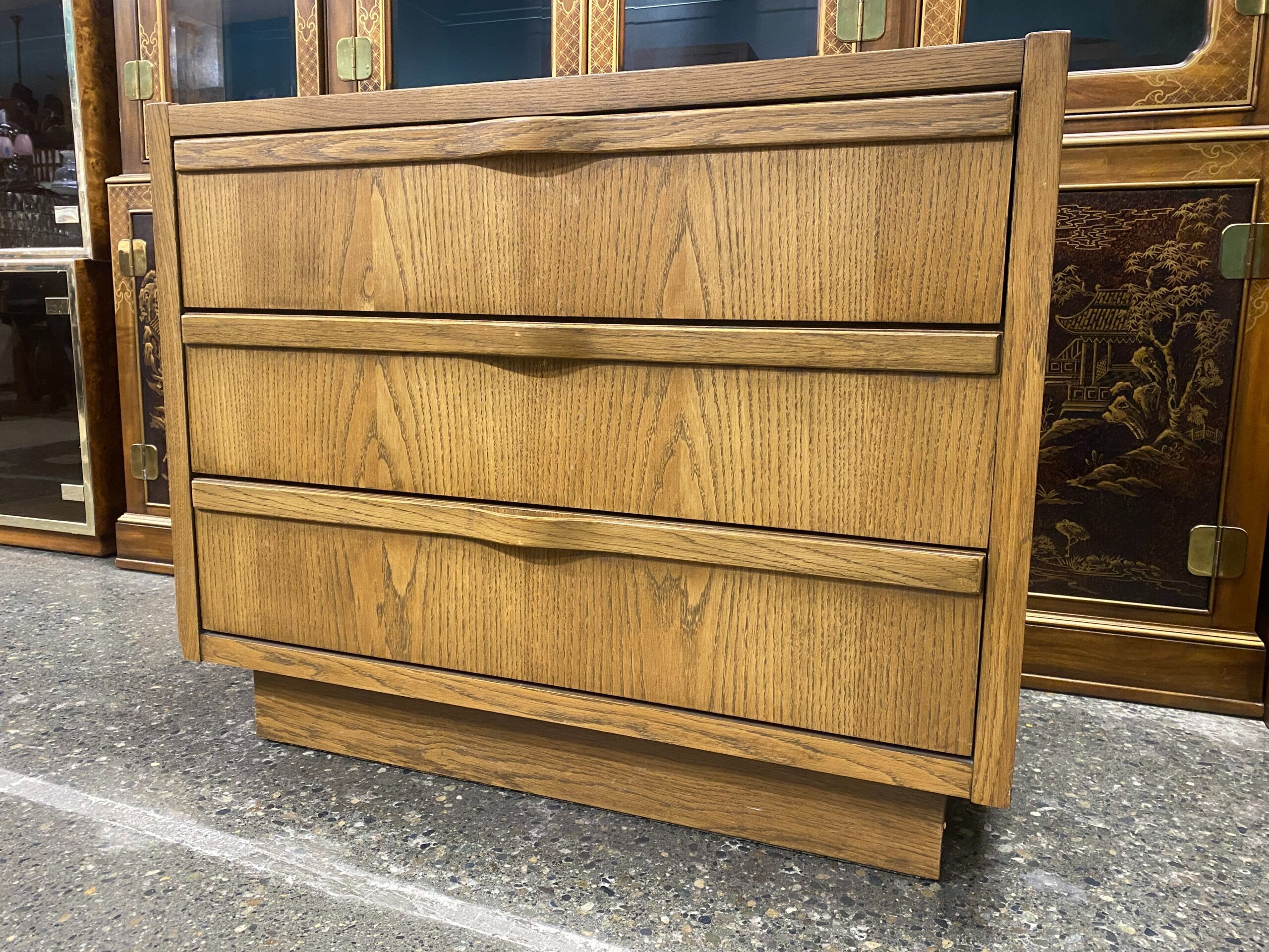 LANE Vintage Curved Handle Light Wood 3-Drawer Petite Dresser