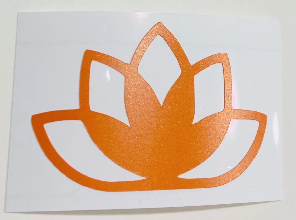 Lotus Decal Sticker in Orange, 2”x1.5”, NEW!