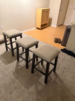 Set of 3 Upholstered Bar Stools