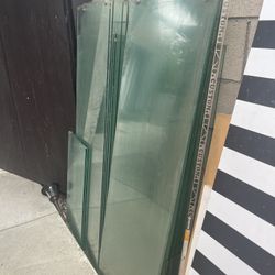 Free 20 Glass Doors And Shelves 5’ By 2’ Approx 