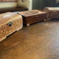Carved Wooden Boxes 