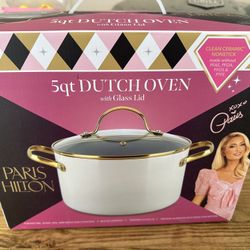 🧑🏼‍🍳New in box Paris Hilton Pot DUTCH OVEN with Glass Lid included/ Nueva Olla por Paris Hilton