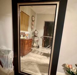 Long mirror with dark brown frame