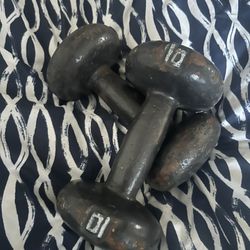 Vintage 10lb Cast Iron Dumbbell Set
