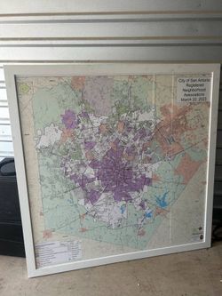 Huge Framed Map of San Antonio Neighborhoods