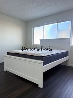 Queen Solid Wood Bed With Mattress $560