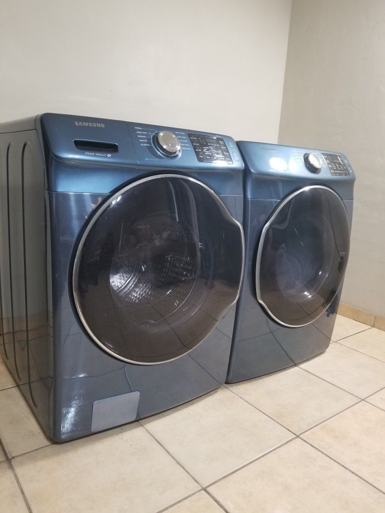 BLUE SAMSUNG WASHER AND ELECTRIC DRYER FREE DELIVERY AND INSTALLATION ALSO A 90 DAYS WARRANTY 