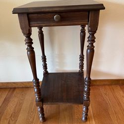 Vintage Wooden Side Table with Drawer