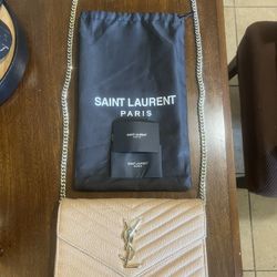 Saint Laurent  Classic Cassandre Chain Wallet in Grain De Poudre Leather  (Excellent Condition) 