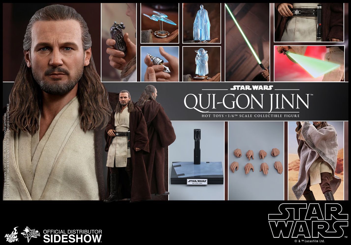 Hot Toys Star Wars Qui Gon Jinn Marvel 1/6 Scale